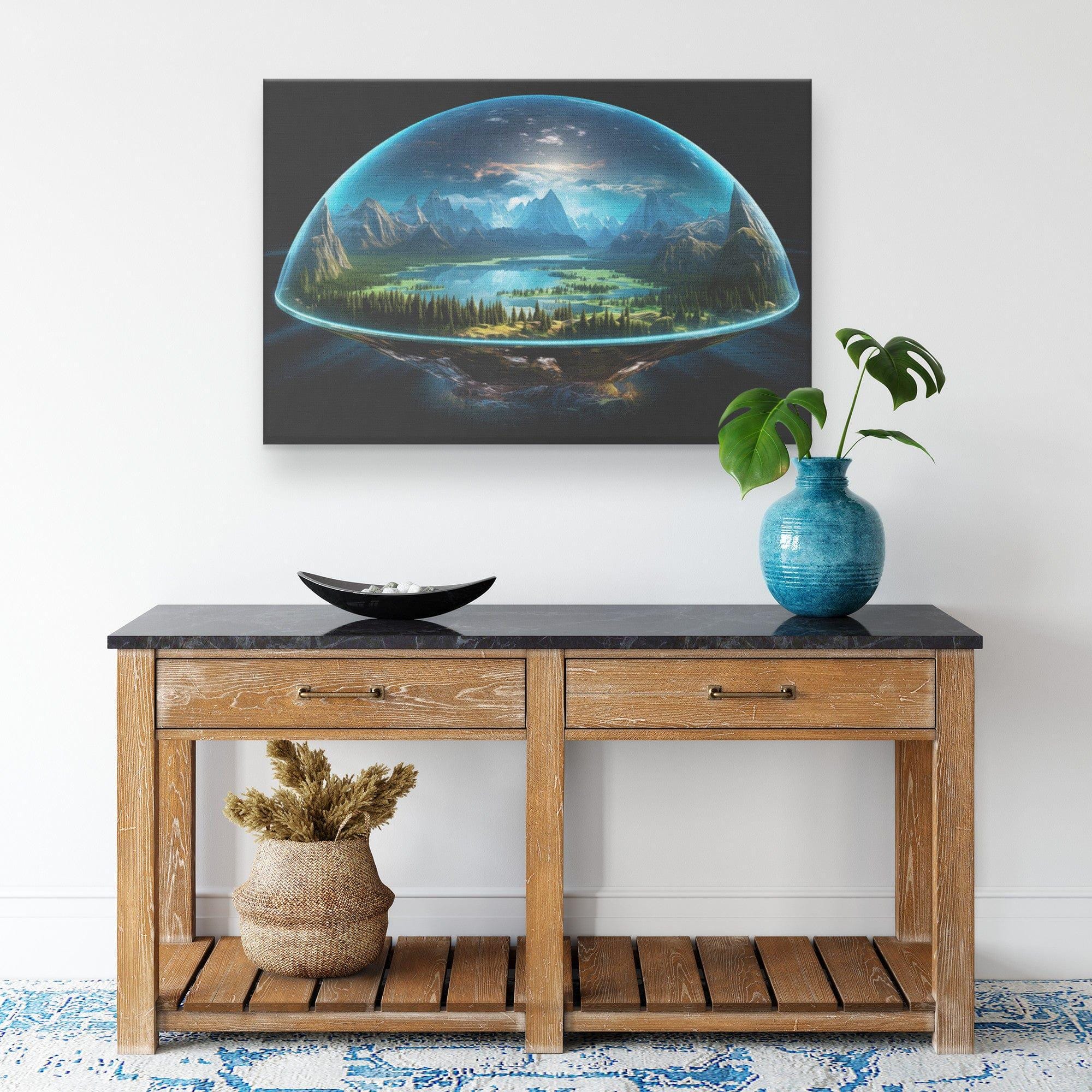 Rectangular Christian Images Biblical Flat Earth With Firmament Dome Christian Rectangle Canvas Wall ...