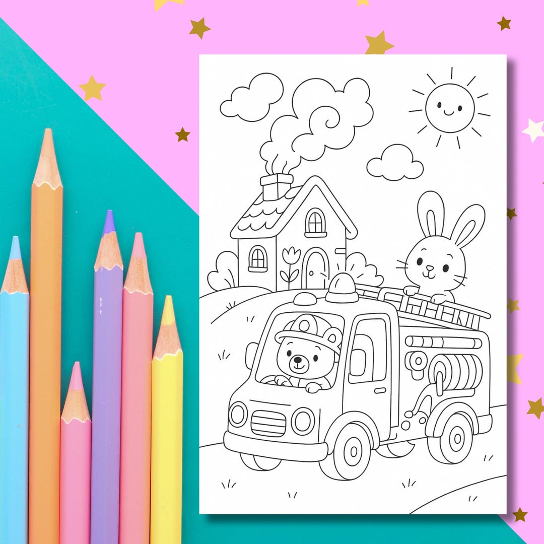Fire Truck Coloring Page for Kids - Printable Fire Engine Activity ...