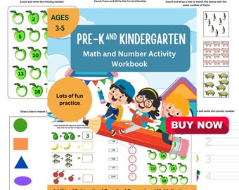 Cuaderno de ejercicios de matemáticas y números desde preescolar hasta jardín de infantes hasta primer grado