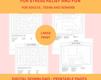 Sopas de letras grandes con soluciones: Juegos relajantes para el cerebro (Descargar PDF)