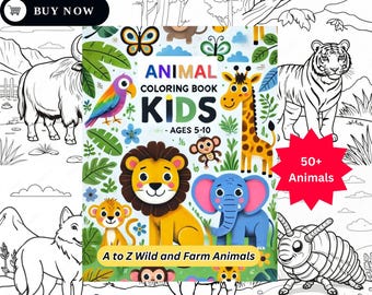 Libro para colorear de animales de la A a la Z para niños. Animales salvajes y de granja