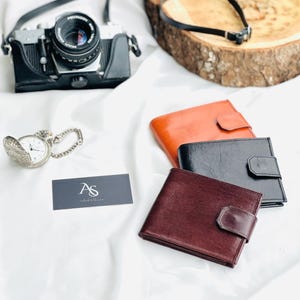 Portefeuille Homme en Cuir – 3 Couleurs : Camel, Marron Foncé, Noir – Fait Main au Maroc – Cuir Véritable – Cadeau Idéal