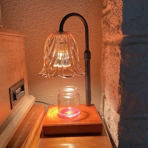 Stylish Candle Warmer Lamp with Wooden Base & Timer Wax Melt  Lamp, Modern Home Decor Gifts for Women Candle Warmer Light, 2 Bulbs