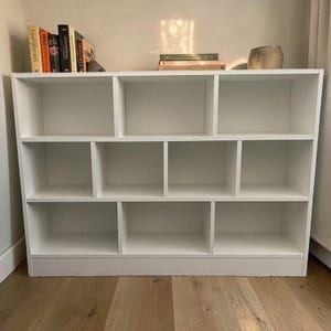 Modern 10 Cube Bookshelf, Open Shelf Wood Storage Unit, Bookcase Display Cabinet