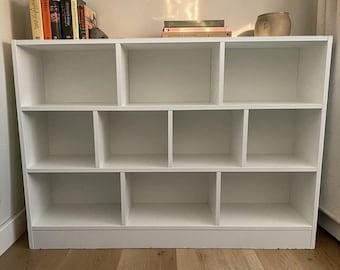 Estantería moderna de 10 cubos, mueble de almacenamiento de madera con estantes abiertos, vitrina expositora.