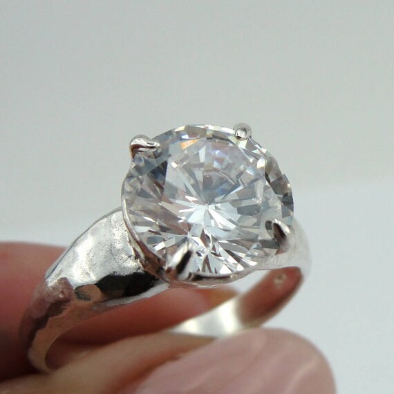 Engagement Ring Cubic Zirconia Classic Solitaire Ring - Etsy