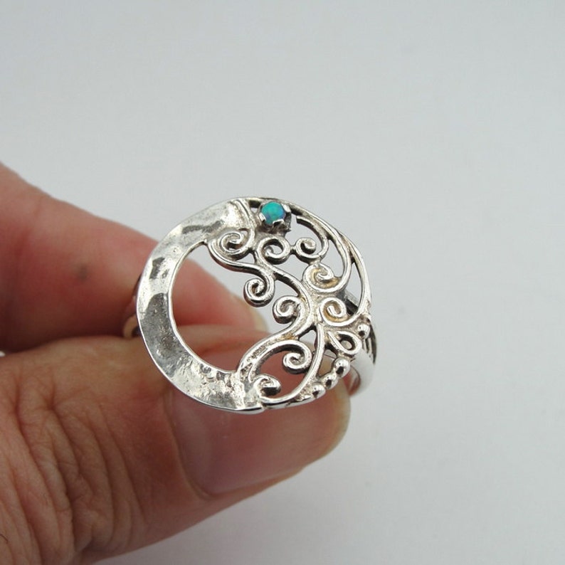 Blue Opal Opal Necklace Blue Stone 925 Silver Filigree Opal Set Birthday Simple Opal Earrings Filigree Opal ring Opal Jewelry Set