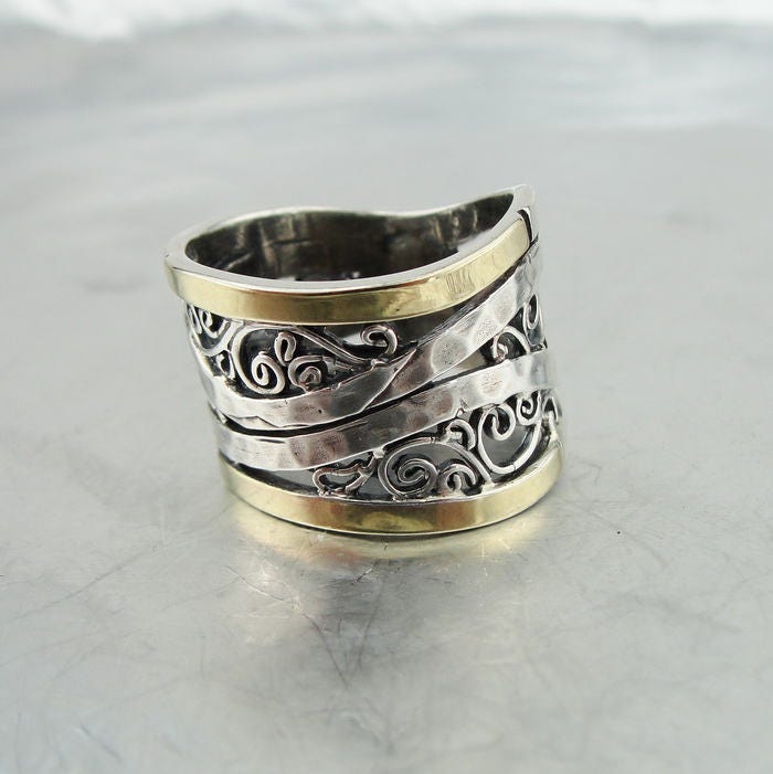 21mm ゴールド　12サイズ同　シルバー925 Amazon.com: Alain Raphael Two Tone .925 Sterling Silver and