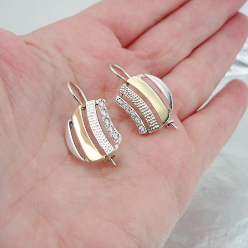 925 Silver 9K Yellow Gold White CZ Earrings Wife Wedding Gift Jewelry Set Bridal Jewelry Free Shipping 2624 Birthday Long Earrings