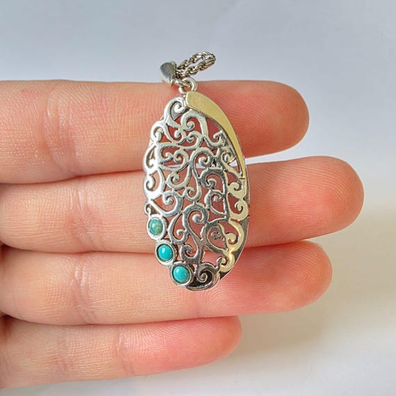 Handcrafted Opal Pendant: 9K Gold & Sterling Silver Filigree, 17" Chain