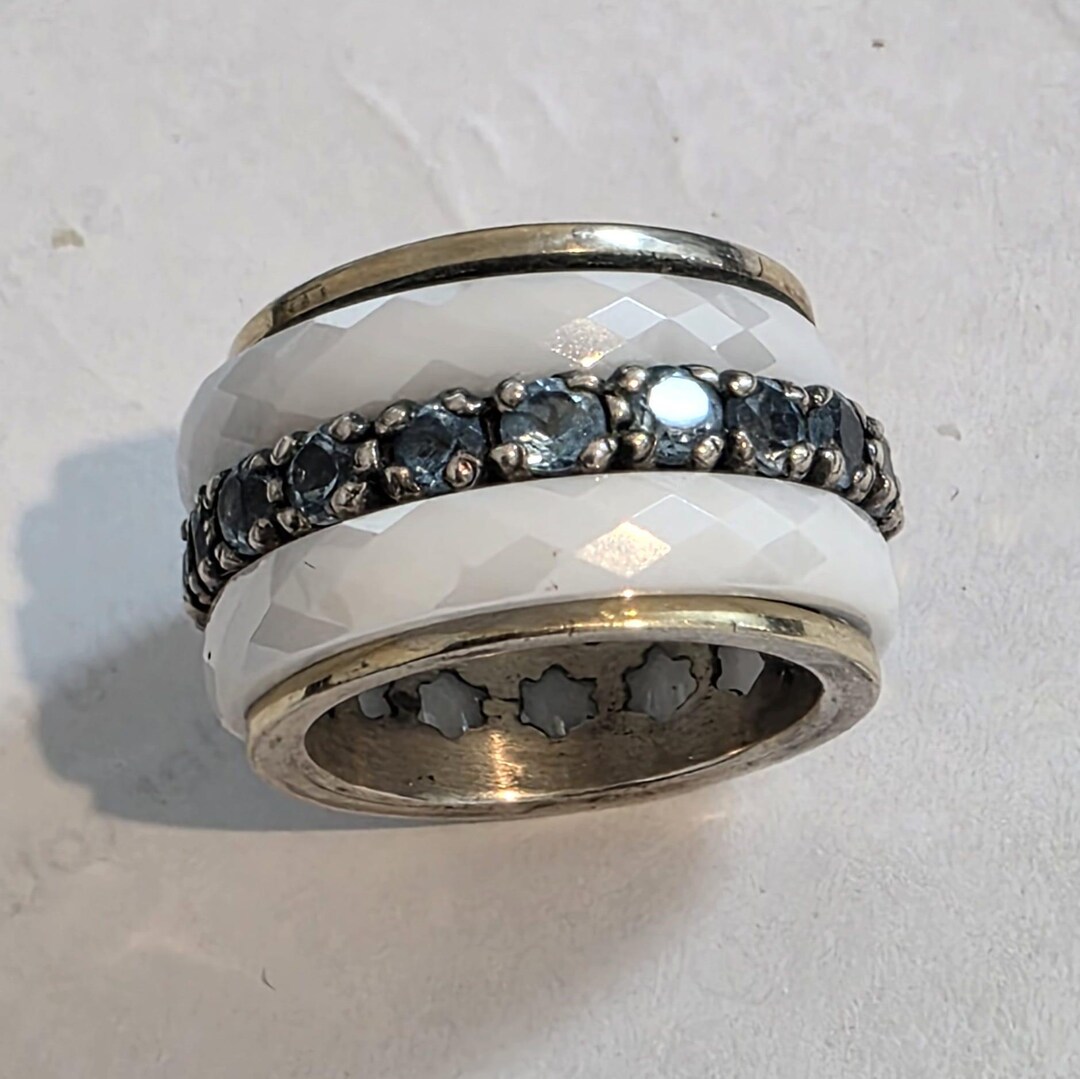 Unique Israeli Rings Israel Handmade Art Swivel Ring 9K Yellow Gold Elegant Ring, Ceramic ...