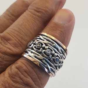New Israel Handmade Swivel 9k yellow Gold 925 sterling silver any size beautiful ring (sn 107r) Israeli Jewelry , FREE SHIPPING  size 7.5