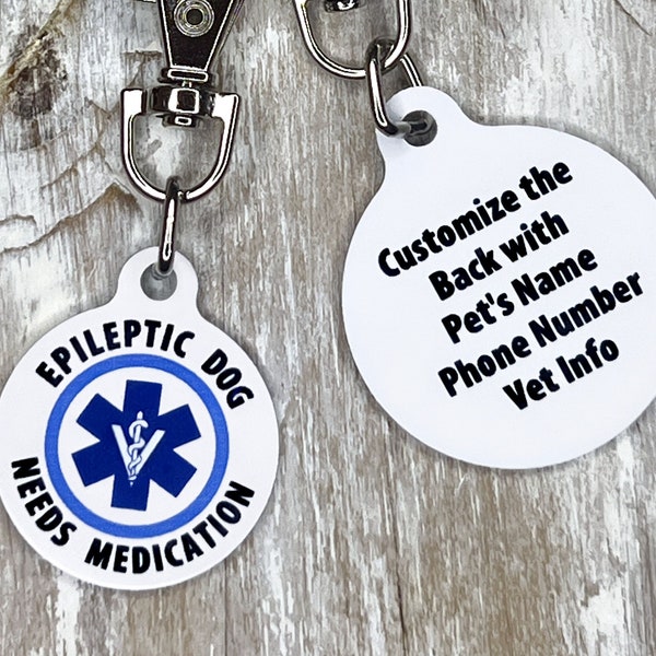 Epilepsy Dog Tag Medical Alert Pet Tag Epilepsy Awareness with Personalization Option