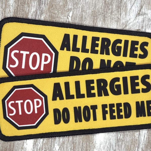 Allergy Warning Sign Dog Vest Harness Patch Choose VELCRO® Brand Hook Fastener Backing or a Sew-on Patch