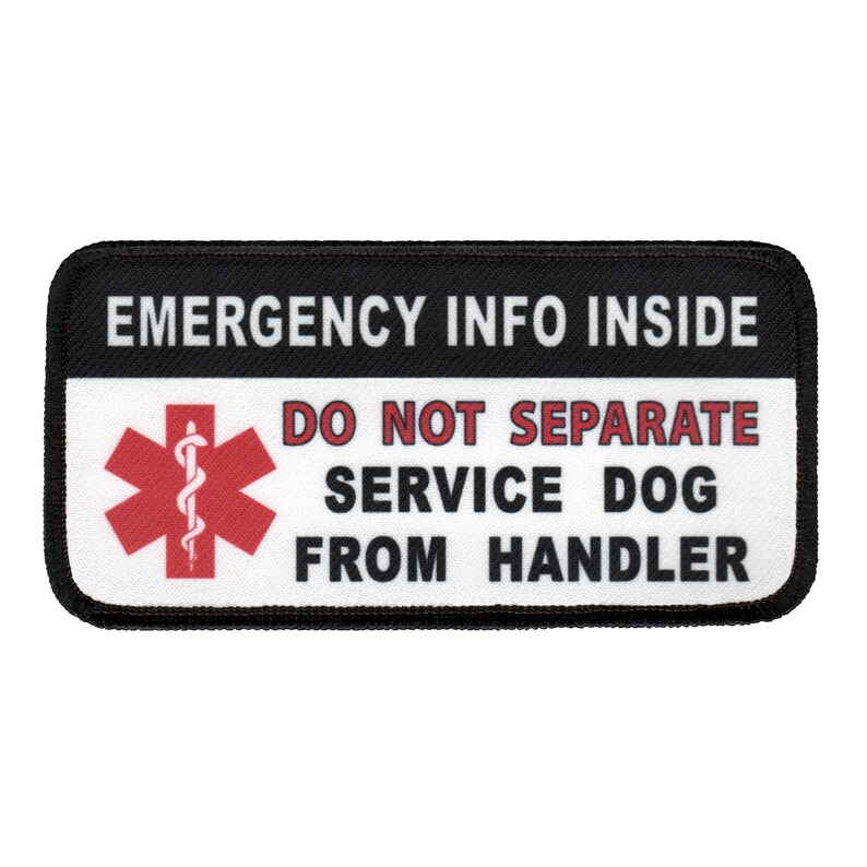 Service Dog Patch Vest Harness Cape Gear Patches Emergency Information Inside Patch Do Not Separate From Handler SewOn Patch