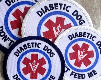 Medical Alert Diabetic Dog Patch Don't Feed Me Custom Sew on or with VELCRO® Brand hook Option