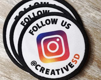 Instagram Follow Me Social Media Sign Patch | Follow Us Social Network Custom Patches with VELCRO® Brand hook fastener option
