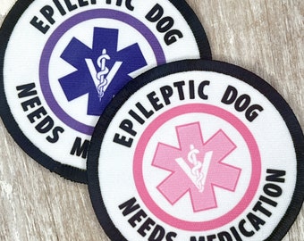 Medical Dog Patch Epilepsy Pet Medicine Customizable Sew on or with VELCRO® Brand hook Option | Medical Alert Pet Patch