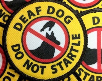 Deaf Dog Patch Cation Do Not Startle Do Not Pet Hearing Impaired Elderly Dog Pet Harness Coat Patch made with VELCRO® Brand hook fastener