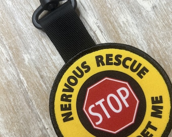 Nervous Dog Rescue clip-on Patch Double Sided Tag | Custom Foster Dog Patches Ask To Pet Me Custom Patches Tab Collar Vest Harness Patch Tab