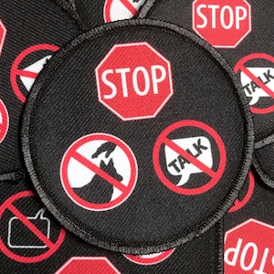 Do Patch  Stop Sign Symbol Patch with VELCRO® Brand hook Option | Do Not Pet Dog Patches | Do Not Touch, Harness, Cape, Vest Patches