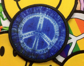 Tie Dye Peace Sign Punk Back Patch for Jackets, Tiny & Large Patches | SEW-on or VELCRO® Brand hook Backing