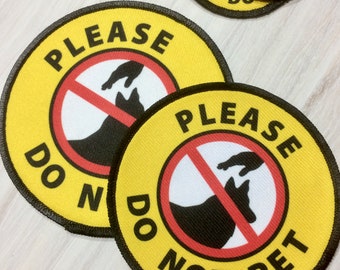 Yellow Please Do Not Pet Dog Patch with VELCRO® Brand hook Option | Do Not Pet Dog Patches