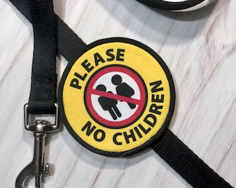 Do Not Pet Please No Children Leash Sleeve Cover Patch Set made with VELCRO® Brand Hook and Loop Fastener - Anxious Nervous Dog