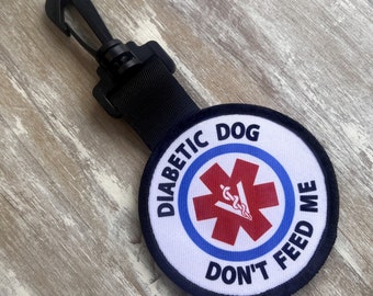 Diabetic Dog Medical Alert ID Hanging Tab Tag Double Sided Patch Tag Tab