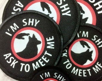 Shy Dog Patch - Ask to Meet Me | Skittish or Scared Pet Sew on or with VELCRO® Brand Hook | For harness Cape Coat Vest | Dog Gear
