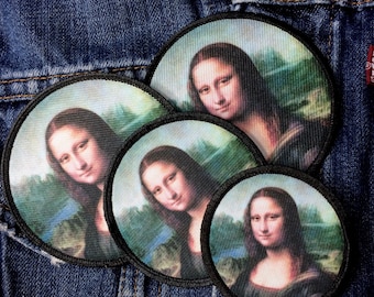 The Mona Lisa Punk Back Patch for Jean Jacket, Tiny & Large Patches | Artist gift Leonardo Da Vinci | SEW-on or hook Backing