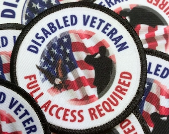 Disabled Veteran Patch | Jacket, Dog Harness Wheel Chair Patches