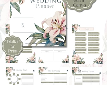 Hochzeitsplaner Printable | Printable-Digital Wedding Planner Seiten | Hochzeitsplan-Bundle | Hochzeitsplanerbuch | Hochzeitsplaner | 70 Seiten