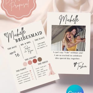 Bridesmaid Proposal Card, Bridesmaid Info Card, Bridesmaid Template, Will You Be My Bridesmaid Card, Proposal Template, Flower Girl Proposal