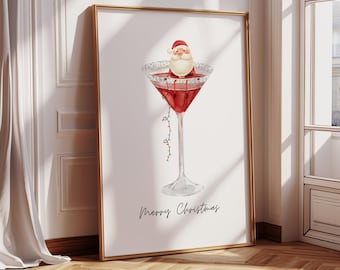 Christmas Martini Poster | Holiday Bar Cart Decor | Christmas Trendy Wall Art | Instant Download | Digital Prints