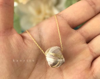 Silk Thread Necklace, Yubinuki Jewelry, Japanese Embroidery, Collectible Thimble - Inspired by Traditional Craftsmanship, "Kaga Yubinuki"