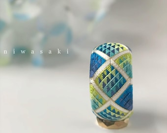 Traditional japanese embroidery necklace, sewing thimble, special gift for mom, Japanese Tradition, Japanese Thimble, "Kaga Yubinuki"