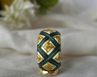 Kaga Yubinuki Thimble Necklace – Yellow Rose Silk Embroidery, Elegant flower Jewelry, special gift for her, Japanese Traditional crafts