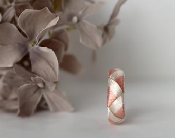 Sakura Ring, Kaga Thimble ring, Japanese Embroidered Ring, Made to Order, Traditional Japanese craft ring, "Kaga Yubinuki"