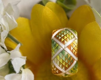 Silk Thread Necklace, Yubinuki Jewelry, Japanese Embroidery, Collectible Thimble - Inspired by Traditional Craftsmanship, "Kaga Yubinuki"