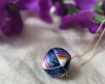 Japanese Thimble collection, silk thread necklace, special gift for her,Japanese Tradition necklace, Japanese Thimble, "Kaga Yubinuki"