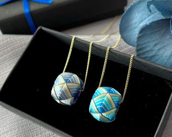 Japanese needlework, silk thread necklace, special gift for her,Japanese Tradition necklace, Japanese Thimble, "Kaga Yubinuki"