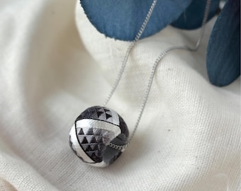 Silver & Black Yubinuki Necklace, Japanese Craft Jewelry, Kaga Thimble Pendant – Serene Beauty in Monochrome