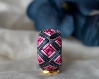 Rose Thimble Necklace – Kaga Yubinuki Silk Embroidery, Elegant Rose Jewelry, special gift for woman, Japanese Traditional crafts