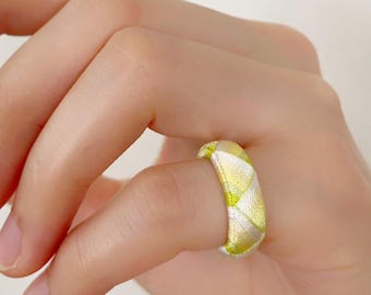 Japanese Embroidered Ring, Kaga Thimble ring, Adjustable Size Available, Made to Order, Traditional Japanese craft ring, "Kaga Yubinuki"