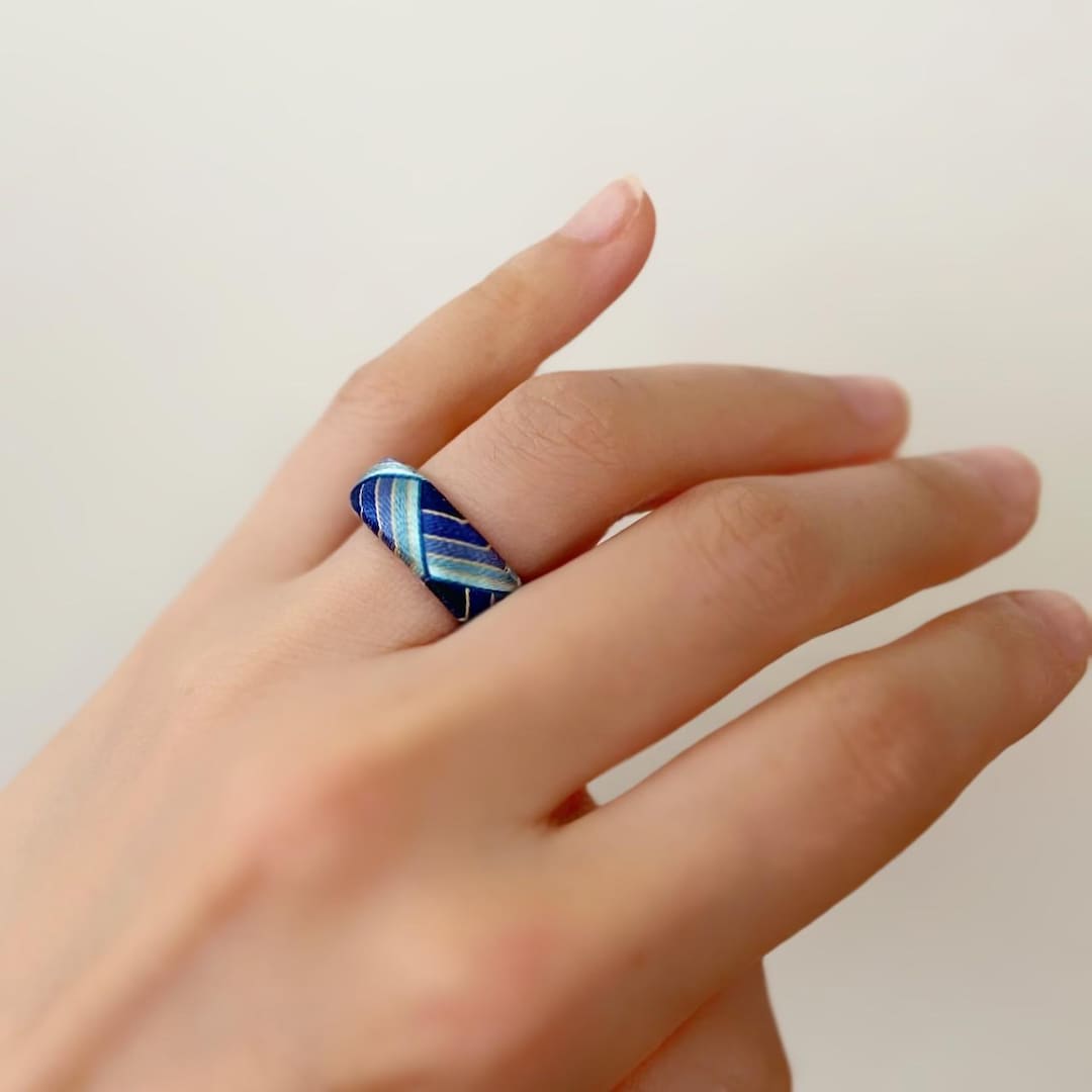 Kaga Thimble Ring, Japanese Embroidered Ring, Adjustable Size