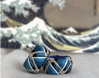 The Great Wave off Kanagawa Necklace, Kaga Yubinuki, Hokusai Inspired, Japanese Traditional Art, Hand Embroidered Gift for Her