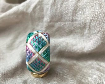 Thimble ring, wagara, Japanese needlework, handmade necklace, special gift for her, Japanese Tradition, Japanese Thimble, "Kaga Yubinuki"
