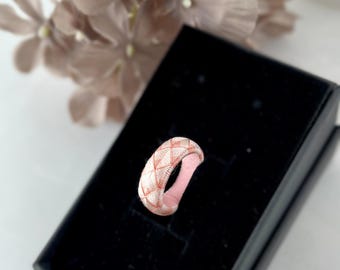 Sakura Seigaiha Ring, wagara, Kaga Thimble ring, Japanese Embroidered Ring, Made to Order, Traditional Japanese craft ring, "Kaga Yubinuki"