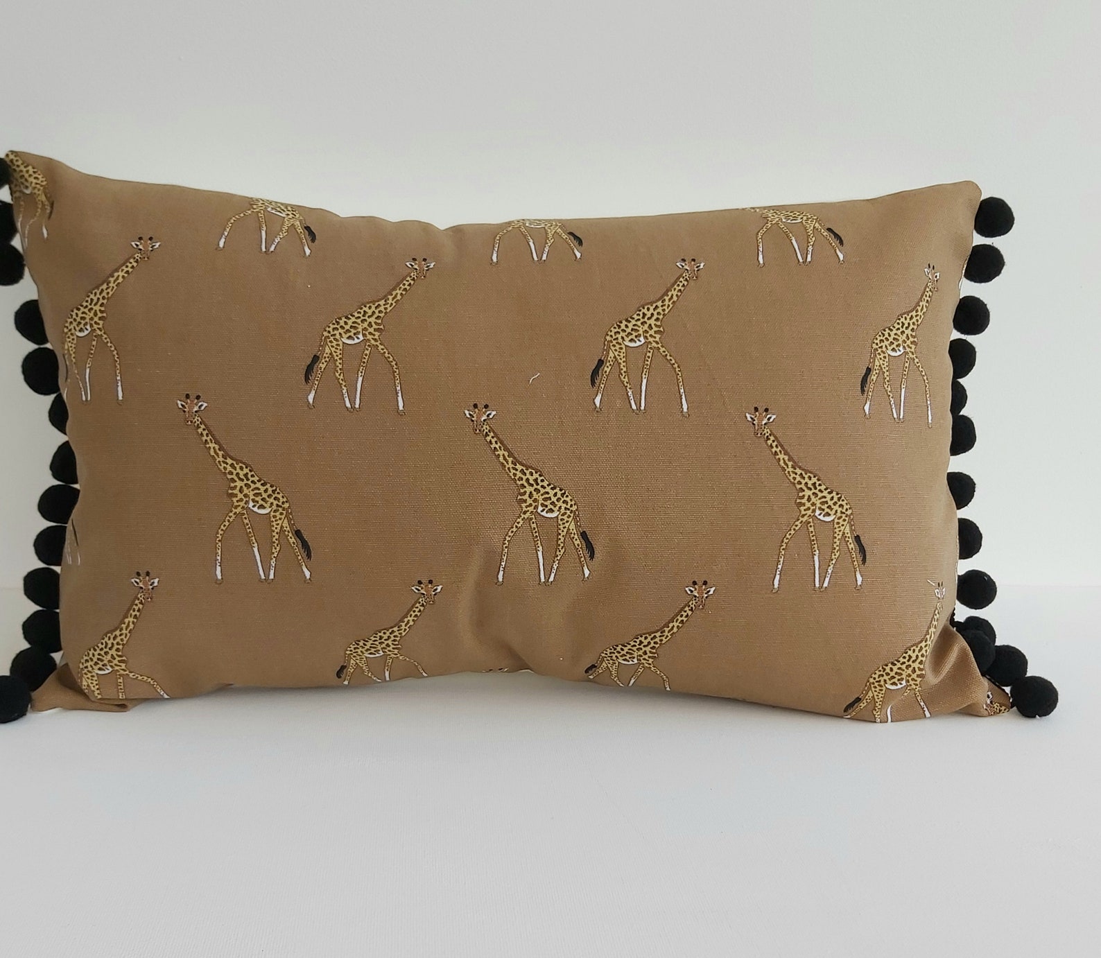 Sophie Allport Giraffes Fabric Cushion With Black Piping Etsy